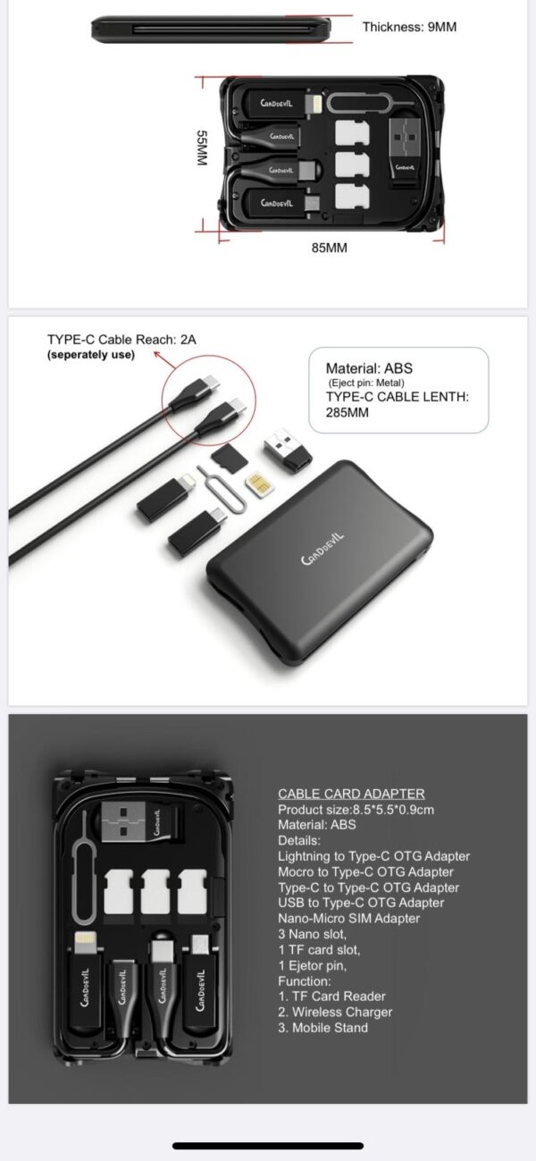 Multifunctional Travel Survival Card All-in-One Data Cable - Image 4