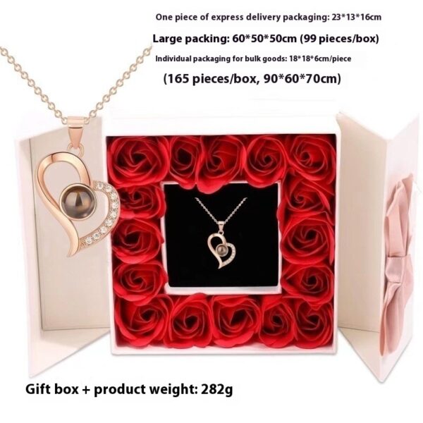 I Love You Projection Necklace Women's High-end Peach Heart - Image 5
