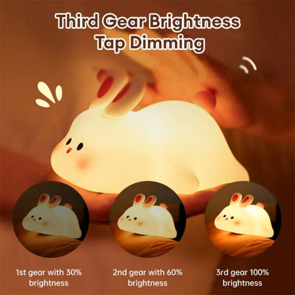 Cute LED Night Light Touch Sensor Cartoon Kid's Nightlights Big Face Rabbit Silicone Night Light Christmas Gift Bedside Lamp Home Decor - Image 8